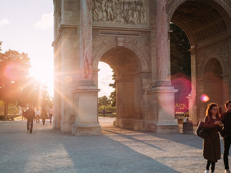 Arc de triomphe du Carrousel in Paris, France.